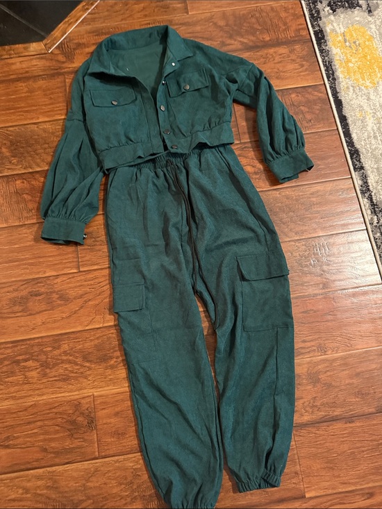 SHEIN Pants - Women’s Dark Green Cargo jacket and jogger set  - Long Sleeve Utility Style